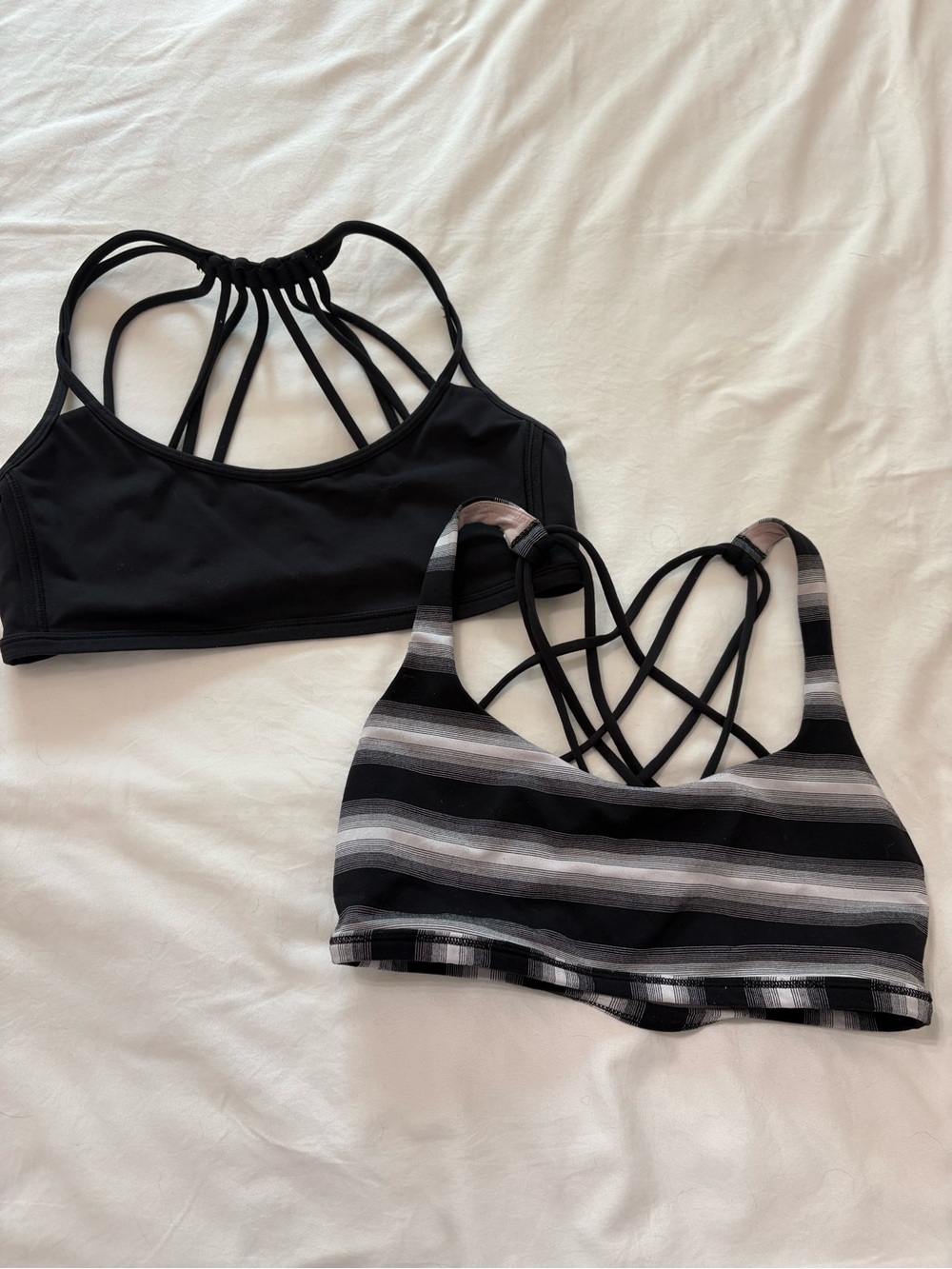 lululemon athletica Black & Gray Striped Multi-Strap Sports Bras